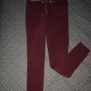 maroon jeans